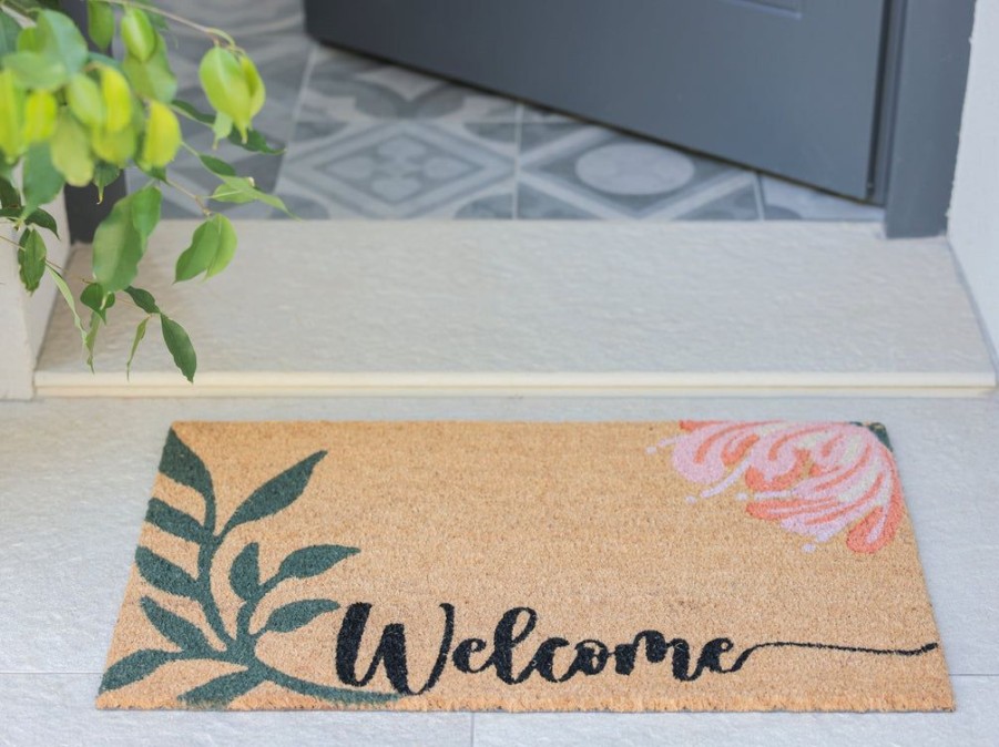 Shiraleah Shiraleah Welcome Floral Doormat, Natural | Home