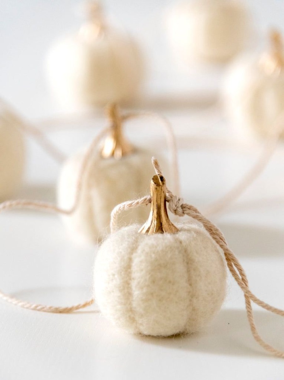 Shiraleah Shiraleah New Harvest 7 Pumpkin Garland, Ivory | Home