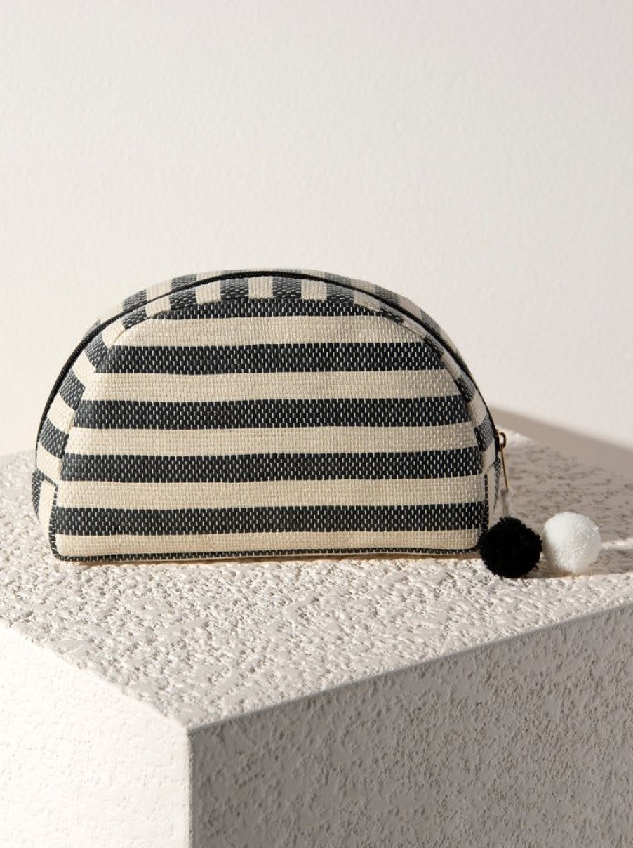 Shiraleah Shiraleah Lolita Stripe Zip Pouch, Black And White | Women Zip Pouches