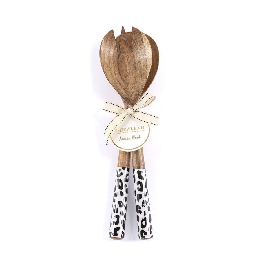 Shiraleah Shiraleah Leigh Wood Salad Servers, Black | Home