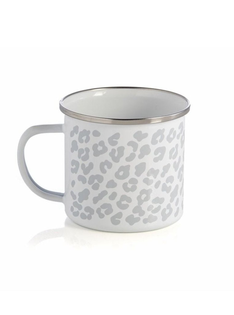 Shiraleah Shiraleah Leopard Print Enamel Mug, Grey | Home