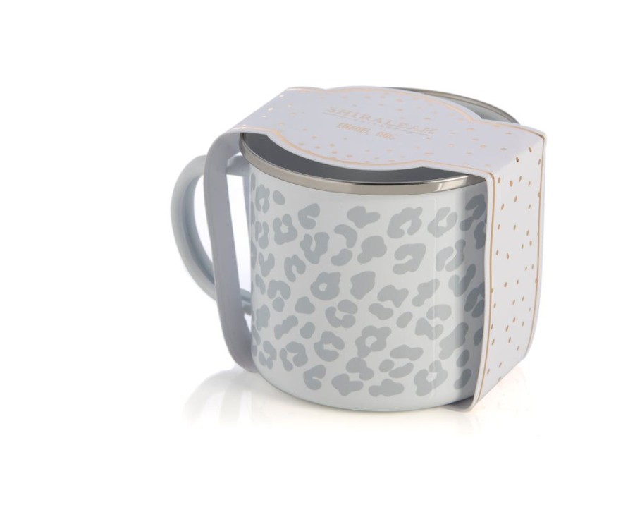 Shiraleah Shiraleah Leopard Print Enamel Mug, Grey | Home