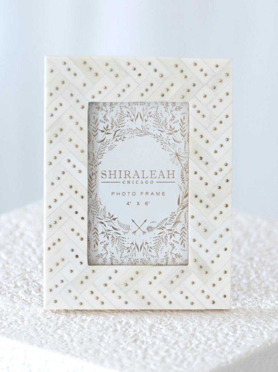 Shiraleah Shiraleah Mansour Studded 4X6 Picture Frame, Ivory | Home