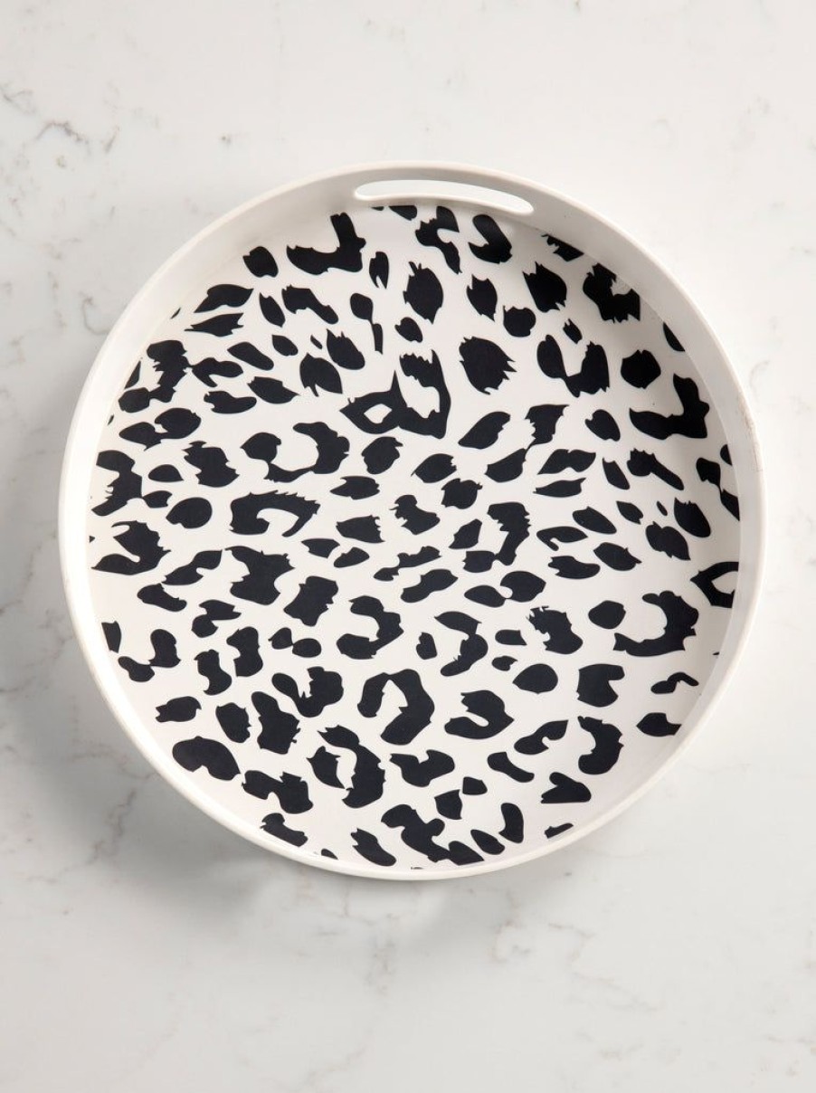 Shiraleah Shiraleah Ainsley Round Melamine Tray, Black | Home