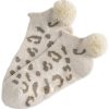 Shiraleah Shiraleah Ari Leopard Print Plush Home Socks, Taupe | Women Cozy Socks