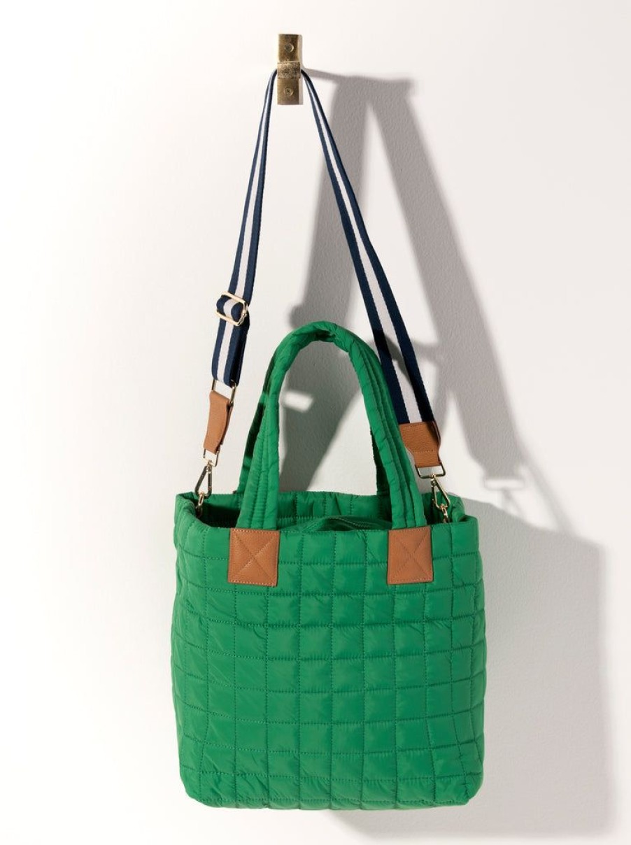 Shiraleah Shiraleah Ezra Quilted Nylon Tote, Green | Women Totes