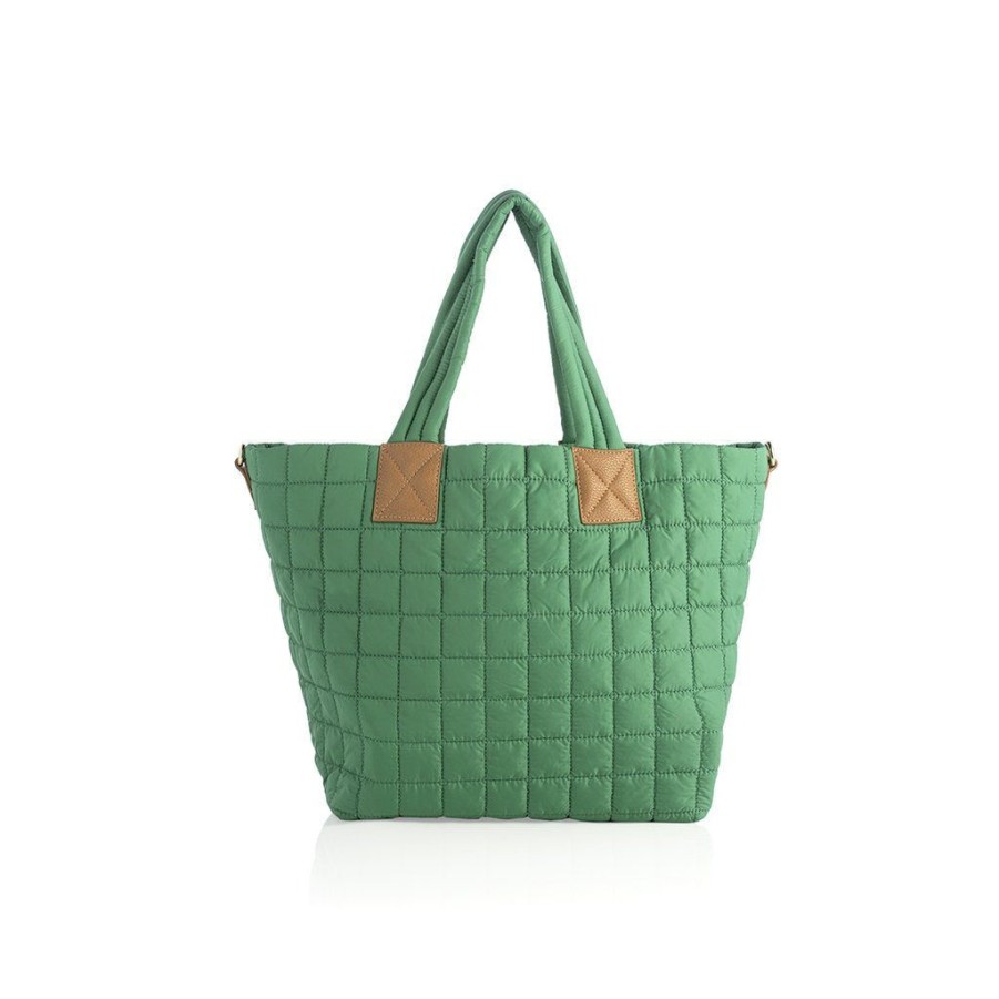 Shiraleah Shiraleah Ezra Quilted Nylon Tote, Green | Women Totes