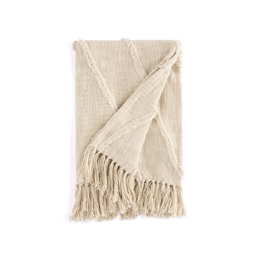 Shiraleah Shiraleah Haven Tufted Decorative Throw With Fringe, Ivory | Home