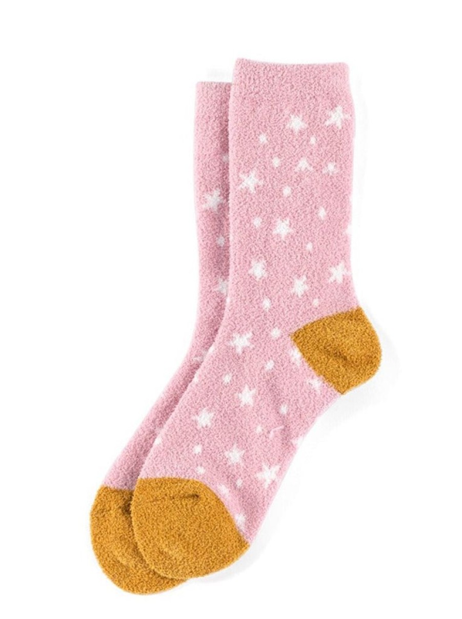 Shiraleah Shiraleah Stella Star Print Plush Socks, Pink | Women Cozy Socks