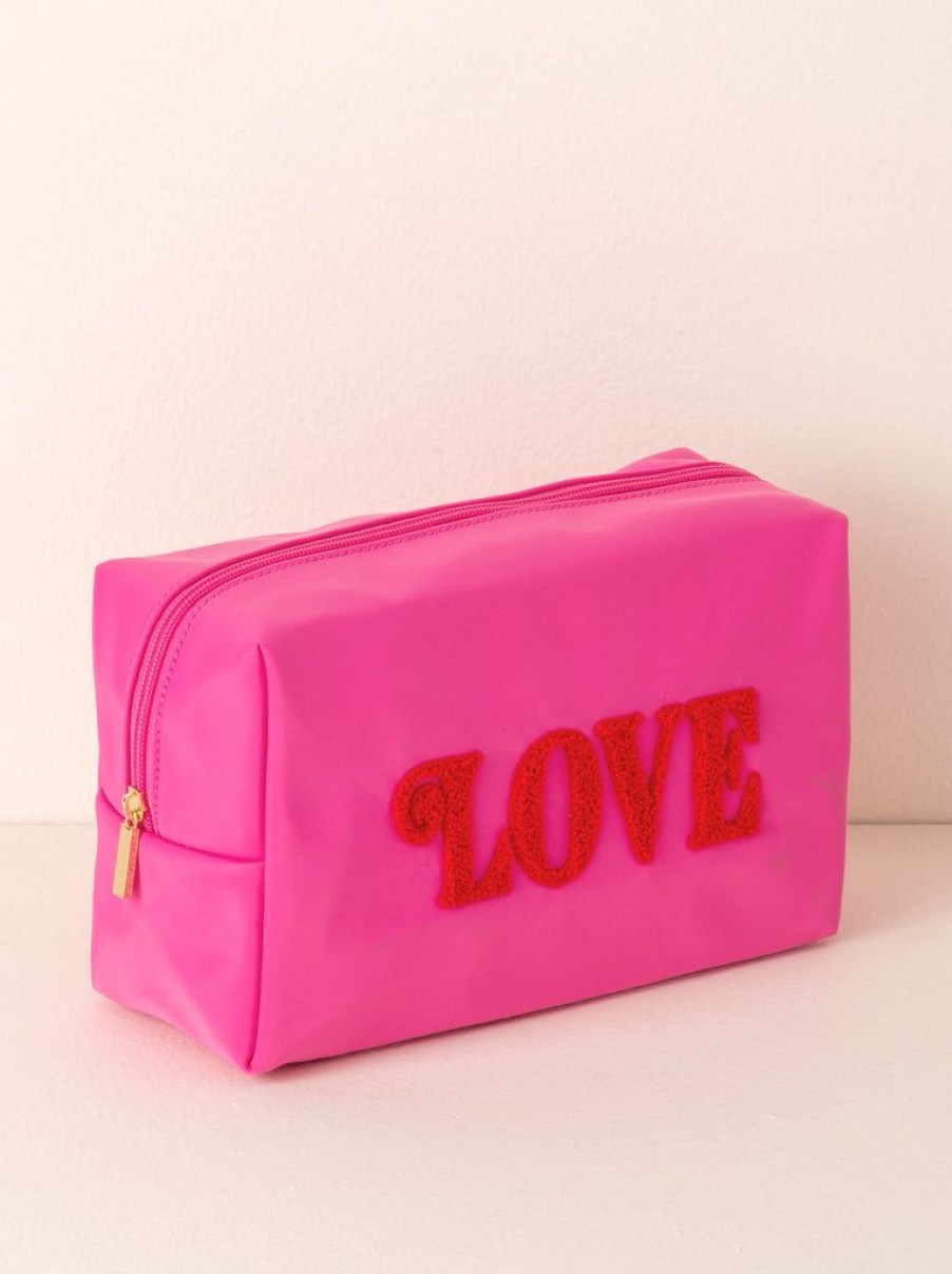 Shiraleah Shiraleah Cara Love Large Cosmetic Pouch, Pink | Women Zip Pouches