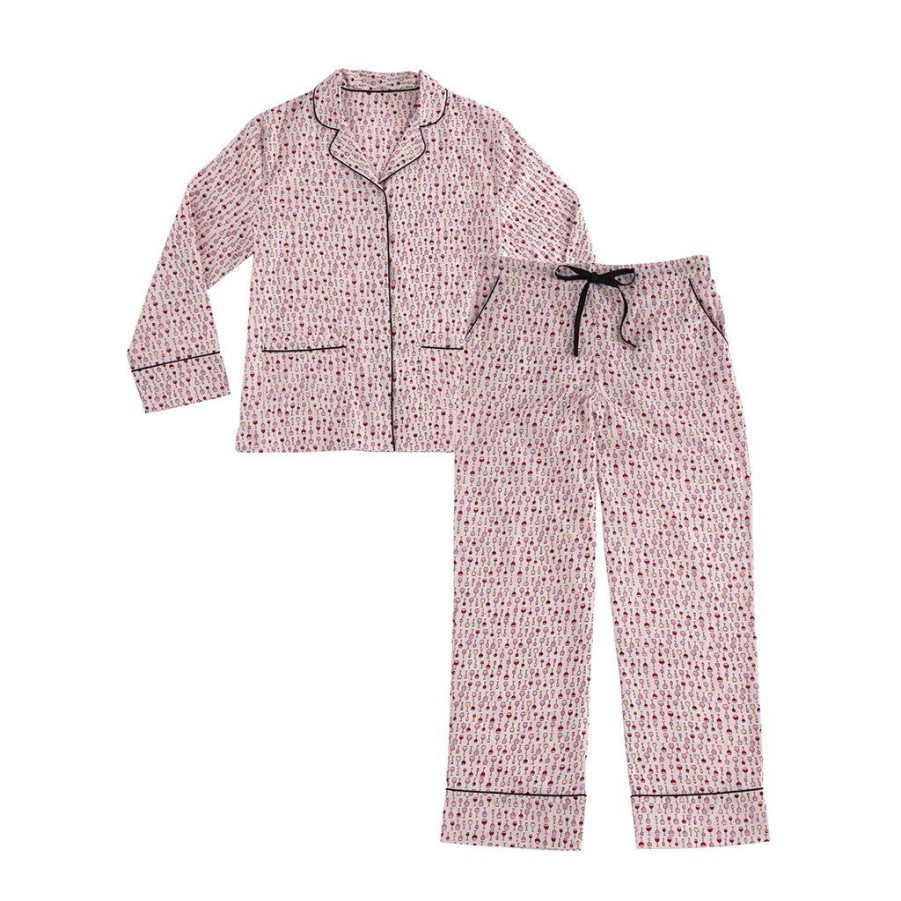 Shiraleah Shiraleah Hope Wine Glass Print Pj Set, Pink | Women Pj Sets