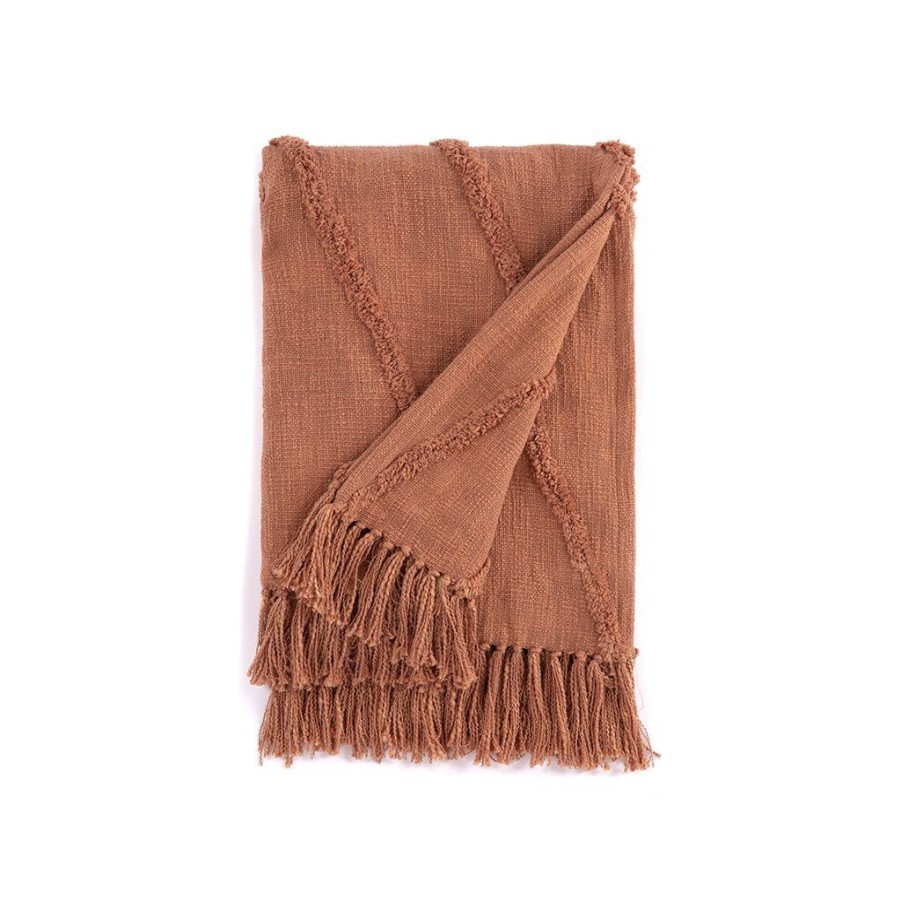 Shiraleah Shiraleah Haven Tufted Decorative Throw With Fringe, Ginger | Home