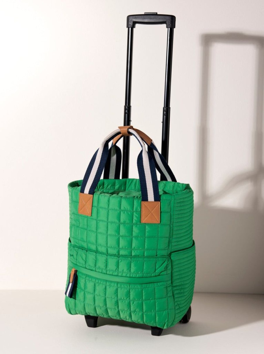 Shiraleah Shiraleah Ezra Quilted Nylon Roller Tote, Green | Women Roller Totes