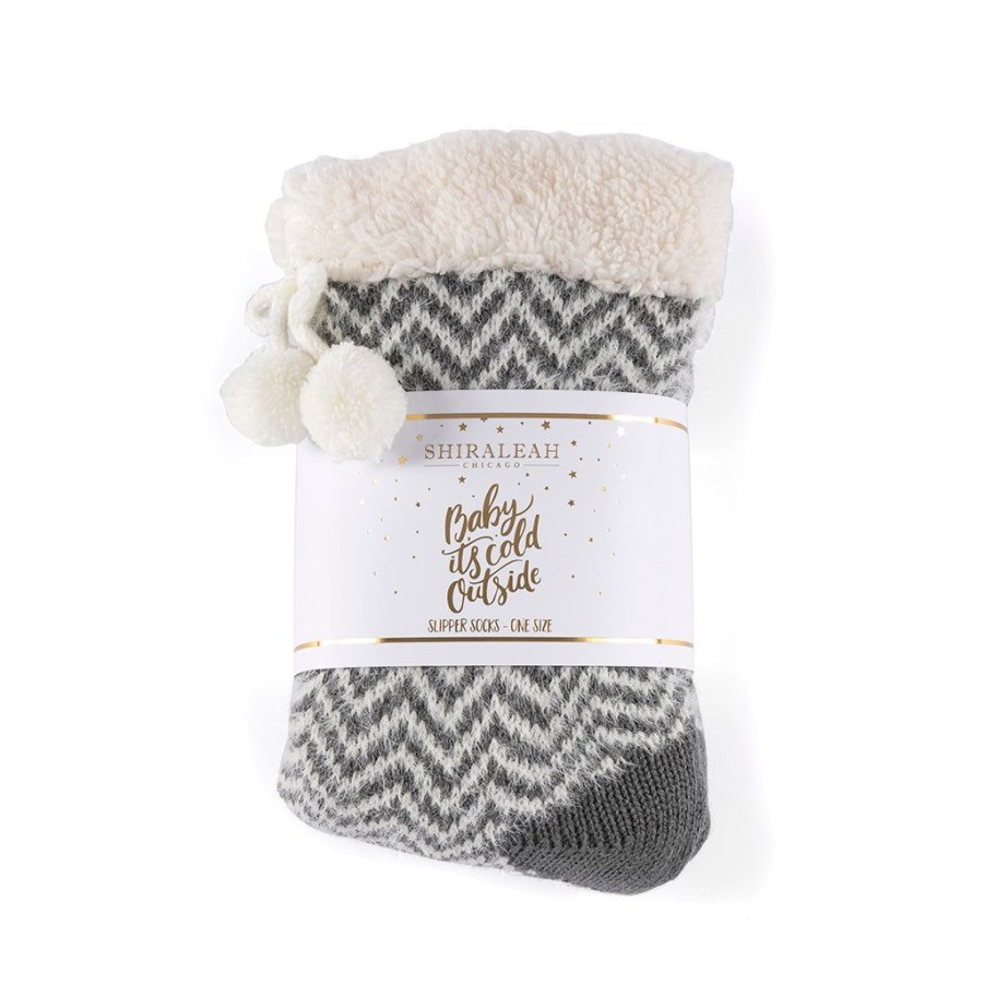 Shiraleah Shiraleah Yancy Knit Slipper Socks, Grey | Women Cozy Socks