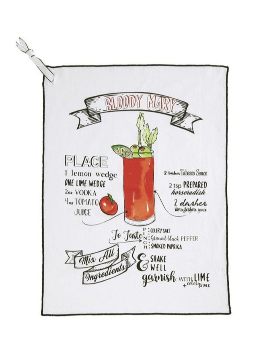 Shiraleah Shiraleah Bloody Mary Cocktail Tea Towel, White | Home