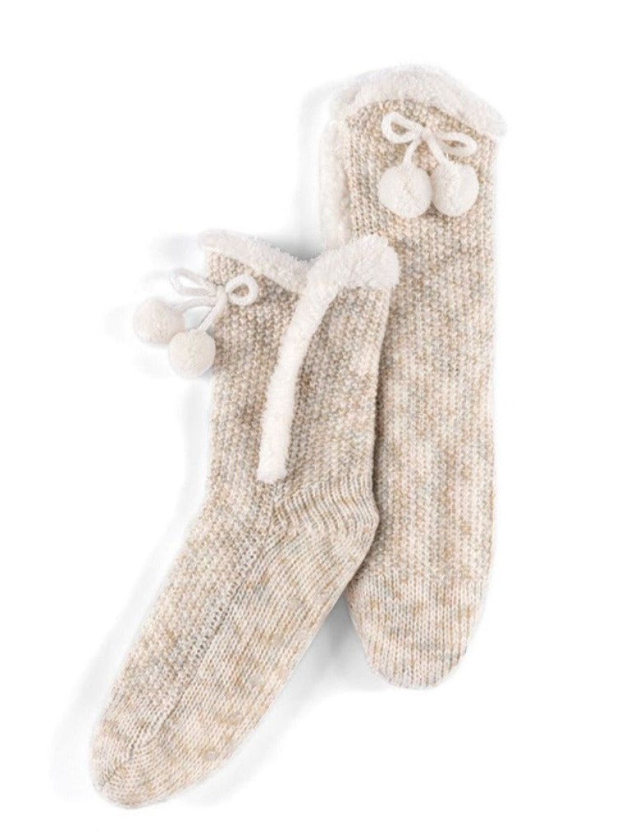 Shiraleah Shiraleah Yosemite Knit Slipper Socks, Oatmeal | Women Cozy Socks