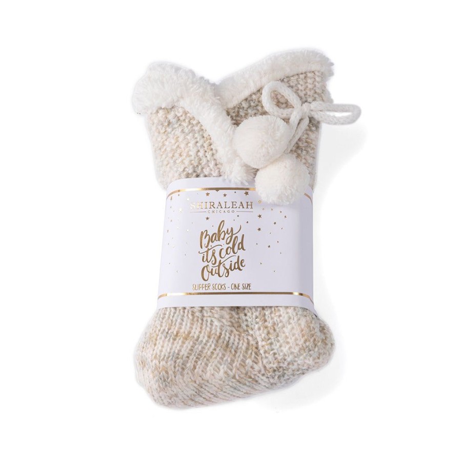 Shiraleah Shiraleah Yosemite Knit Slipper Socks, Oatmeal | Women Cozy Socks