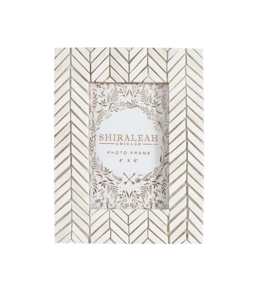 Shiraleah Shiraleah Granada Chevron 4 X 6 Picture Frame, Ivory | Home