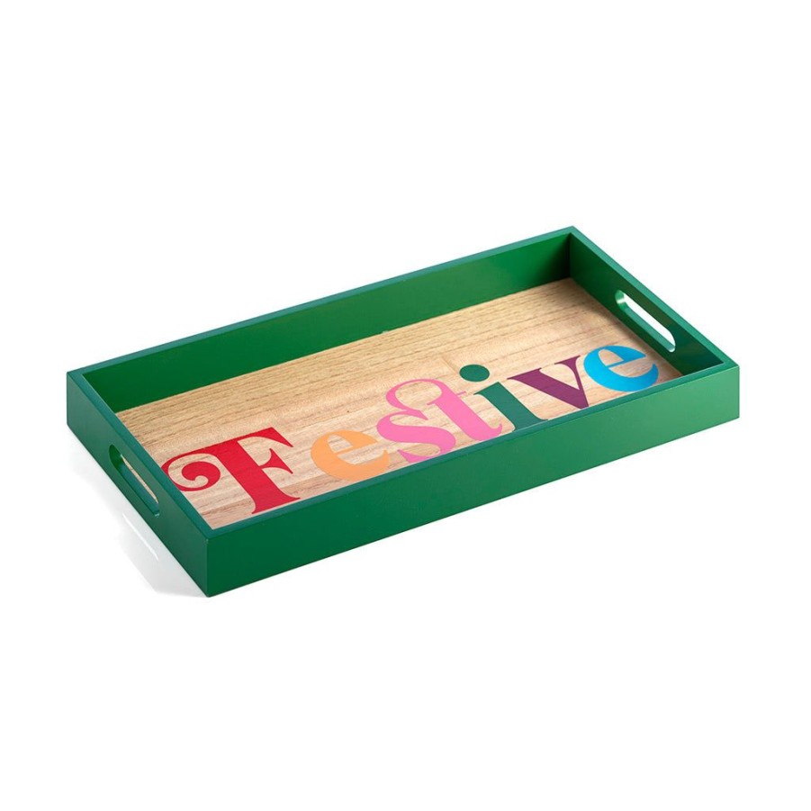 Shiraleah Shiraleah Celebration Festive Holiday Tray, Green | Home