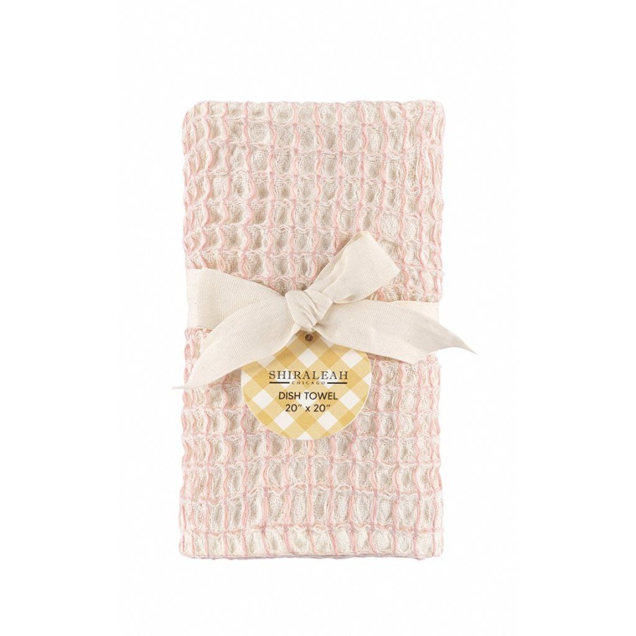 Shiraleah Hazel Waffle Weave Dish Towel, Blush | Home