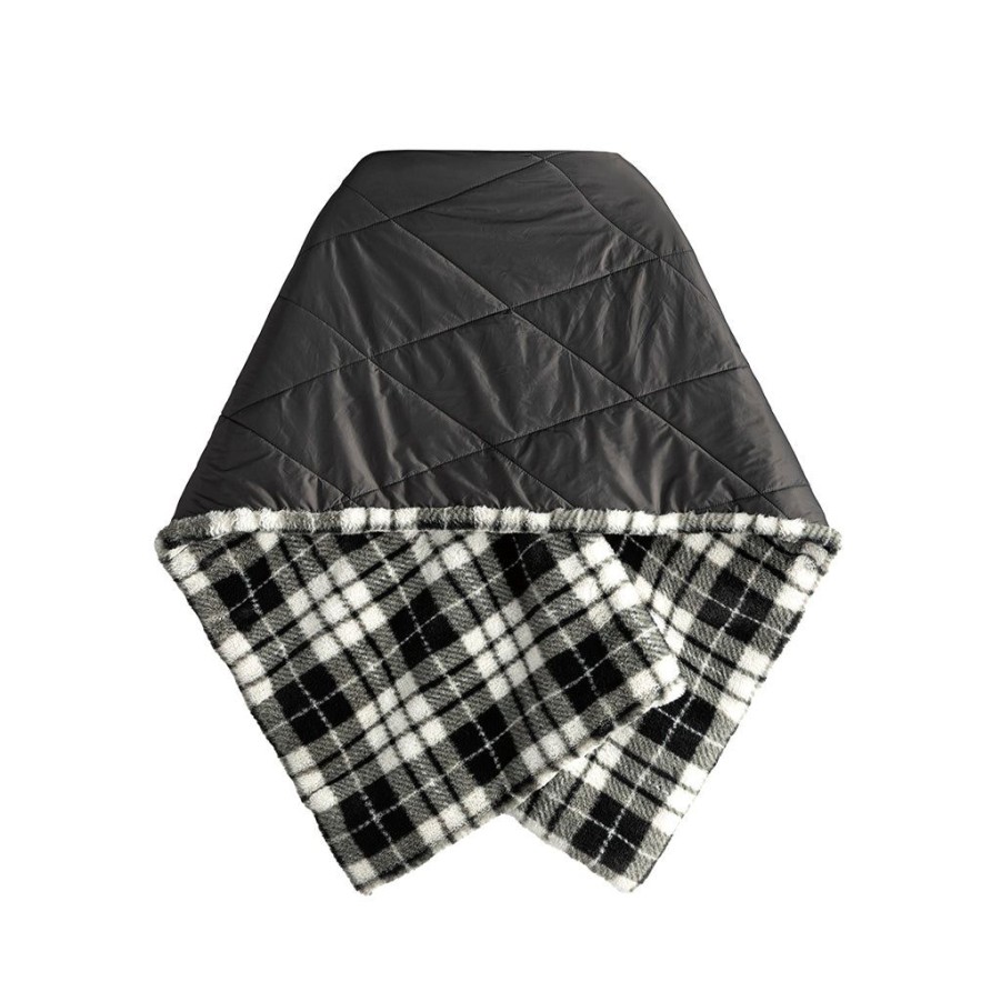 Shiraleah Shiraleah Zeta Winter Double-Sided Nylon Wrap, Black | Women Cape Scarves