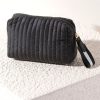 Shiraleah Shiraleah Ezra Quilted Nylon Small Boxy Cosmetic Pouch, Black | Women Zip Pouches