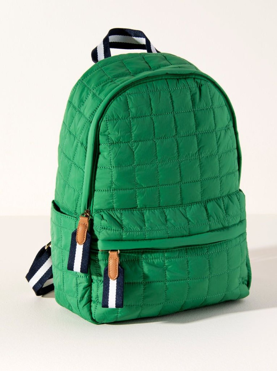 Shiraleah Shiraleah Ezra Quilted Nylon Backpack, Green | Women Backpacks