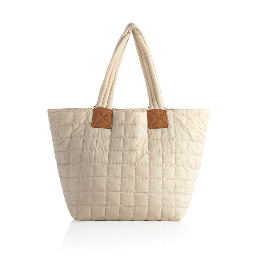 Shiraleah Shiraleah Ezra Quilted Nylon Tote, Ivory | Women Totes