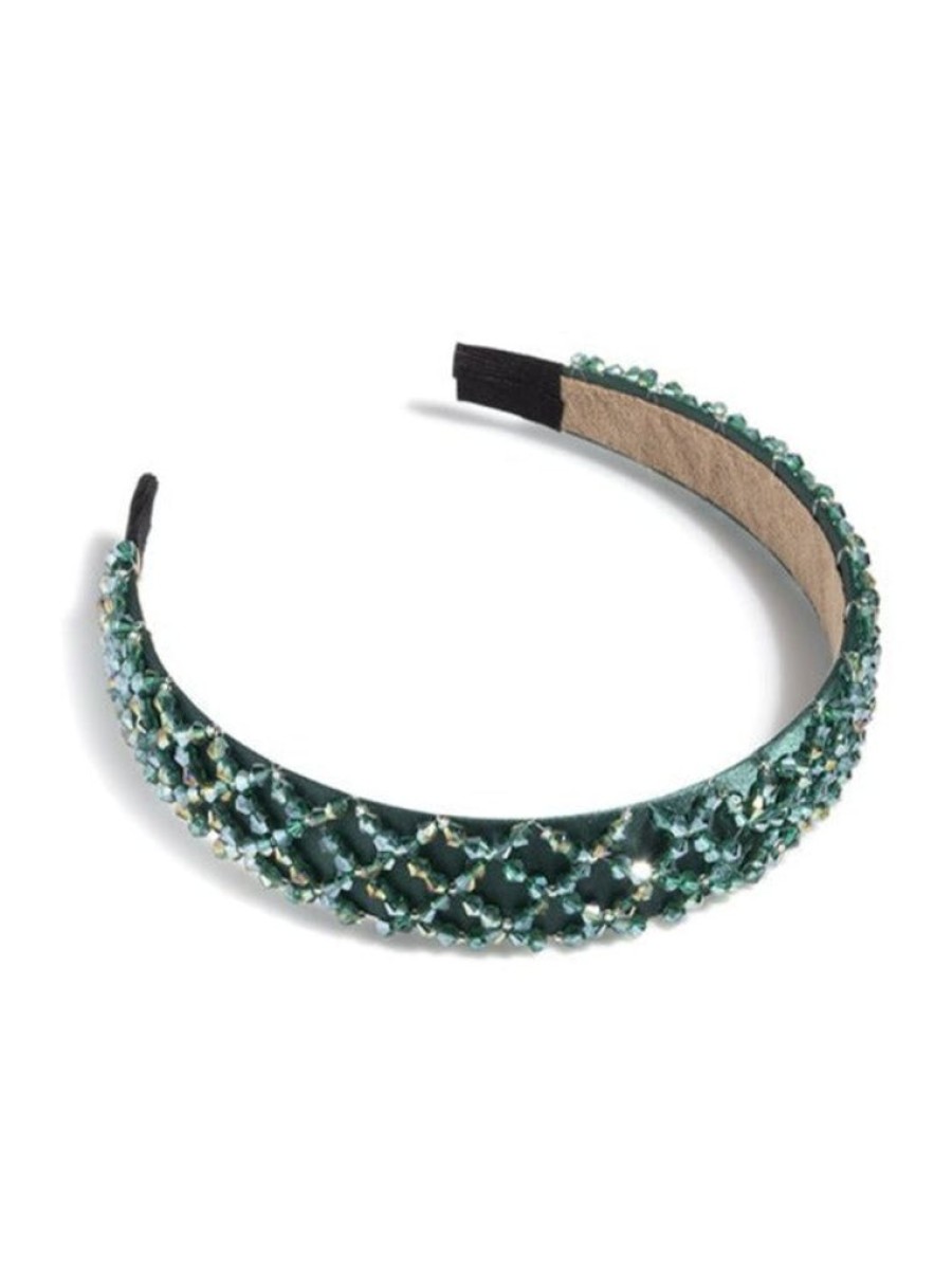 Shiraleah Wide Crystal Embellished Headband,Green | Women Headbands