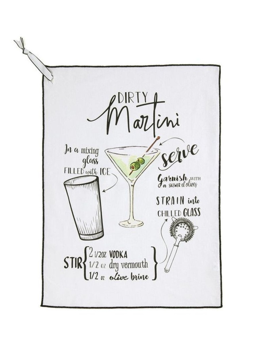 Shiraleah Shiraleah Dirty Martini Cocktail Tea Towel, White | Home