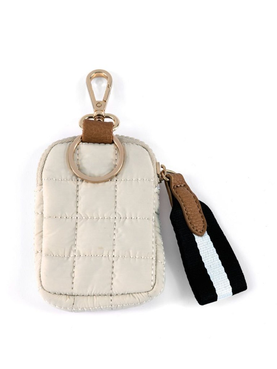 Shiraleah Shiraleah Ezra Quilted Nylon Clip-On Pouch, Ivory | Women Zip Pouches