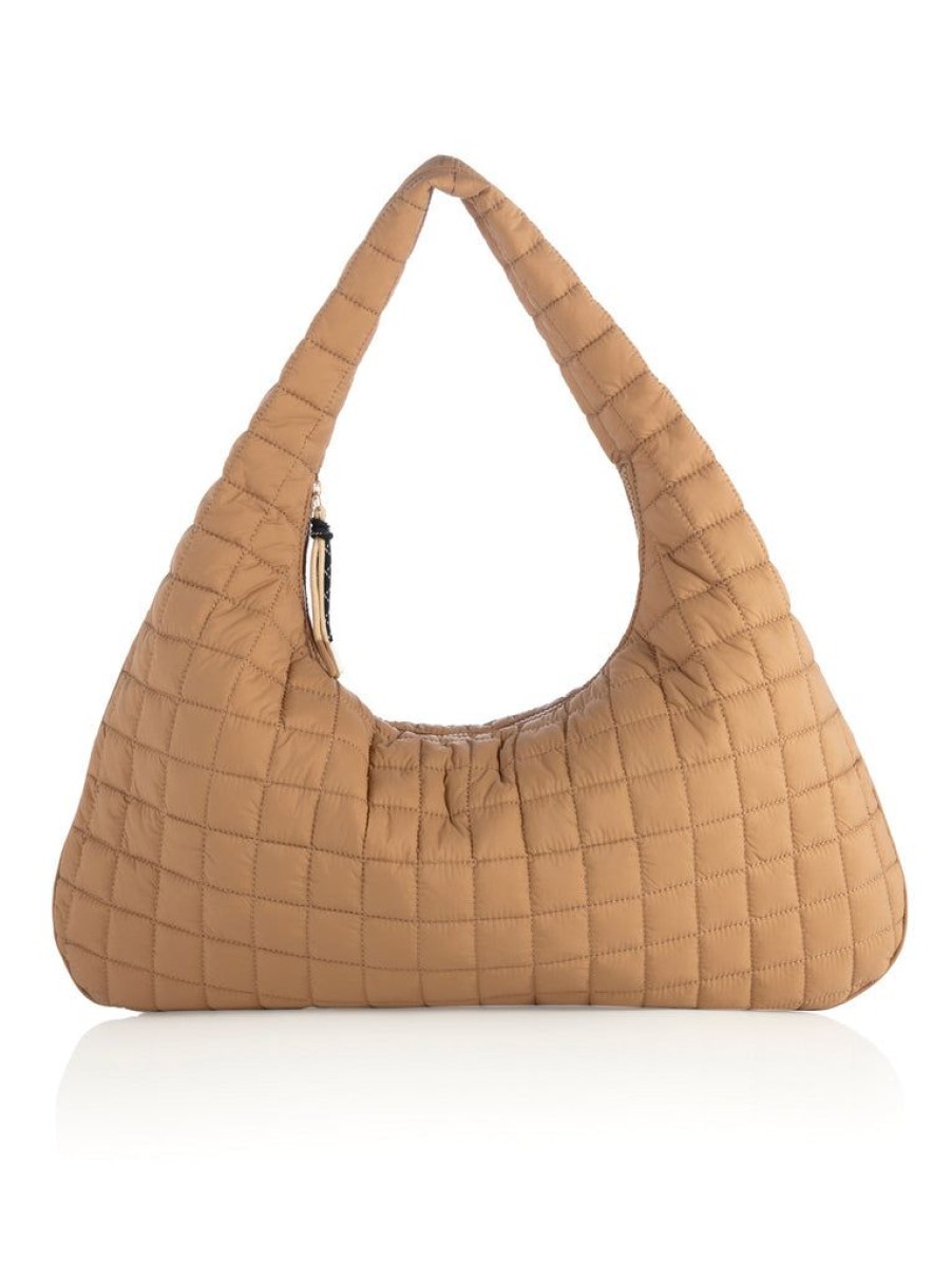 Shiraleah Shiraleah Ezra Quilted Nylon Hobo, Tan | Women Hobos