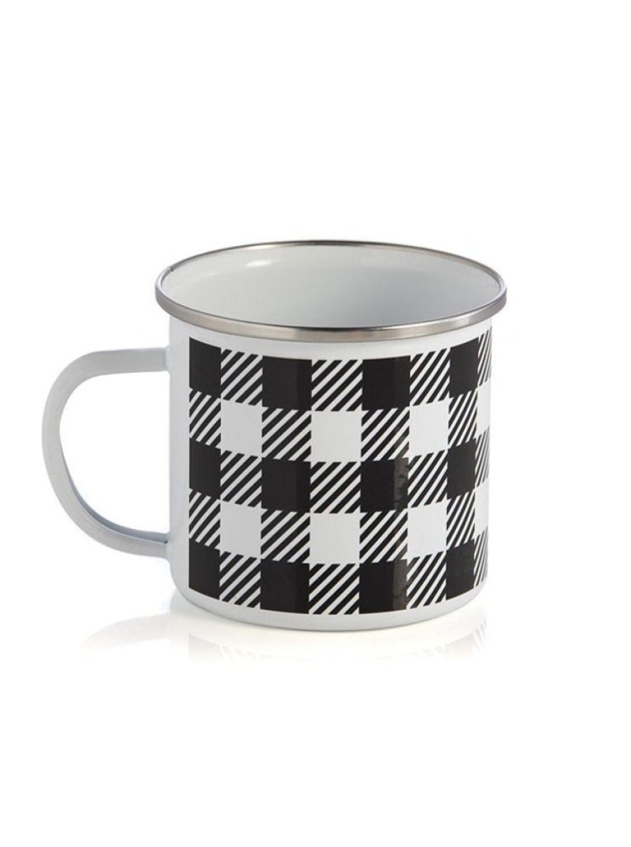 Shiraleah Shiraleah Buffalo Plaid Enamel Mug, Black | Home