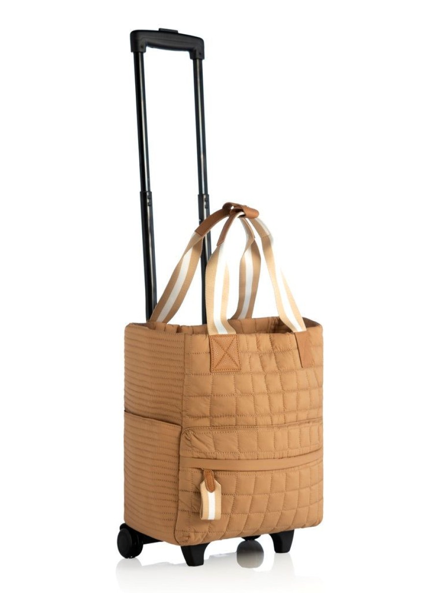 Shiraleah Shiraleah Ezra Quilted Nylon Roller Tote, Tan | Women Roller Totes