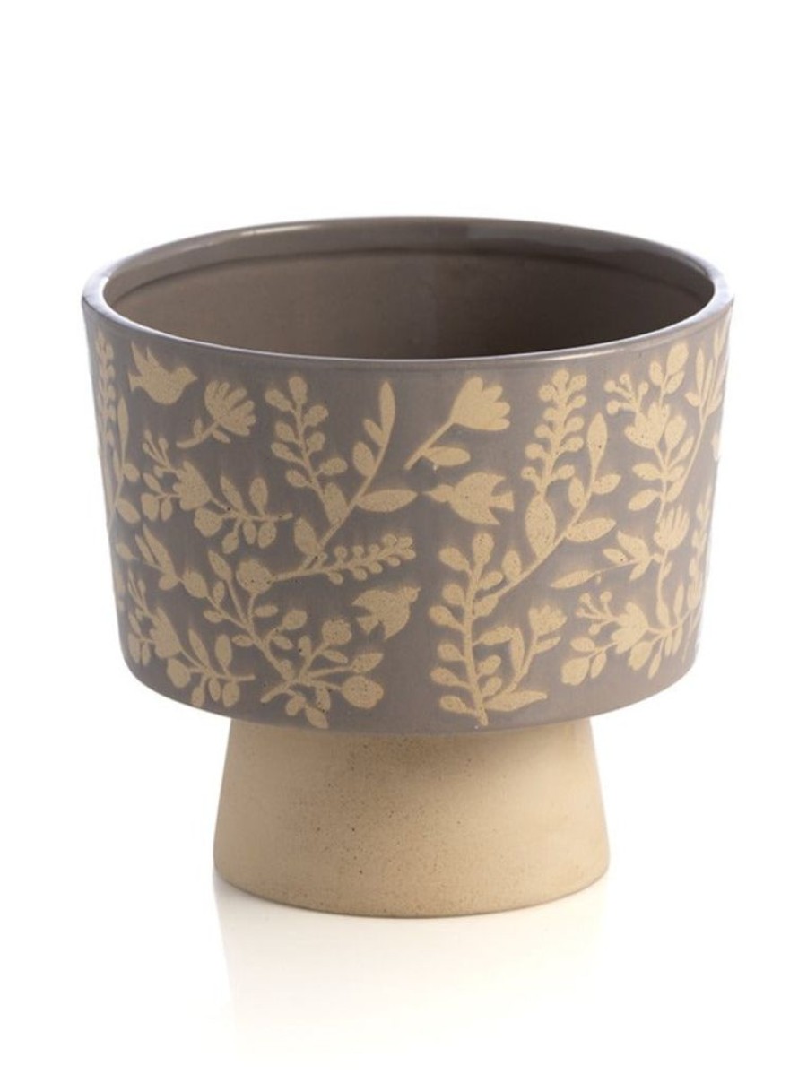 Shiraleah Shiraleah Alameda Floral Planter, Grey | Home