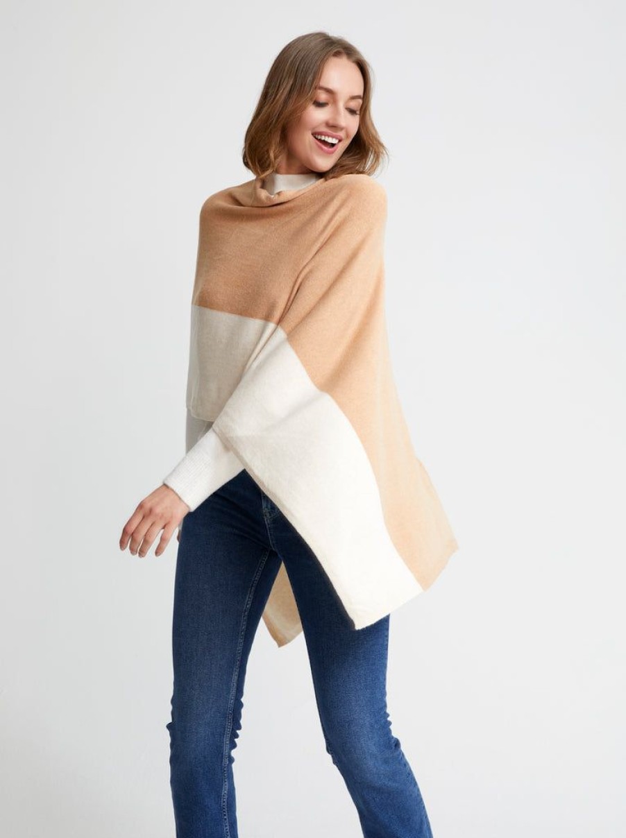 Shiraleah Shiraleah Madeleine Travel Poncho, Sand | Women Cape Scarves